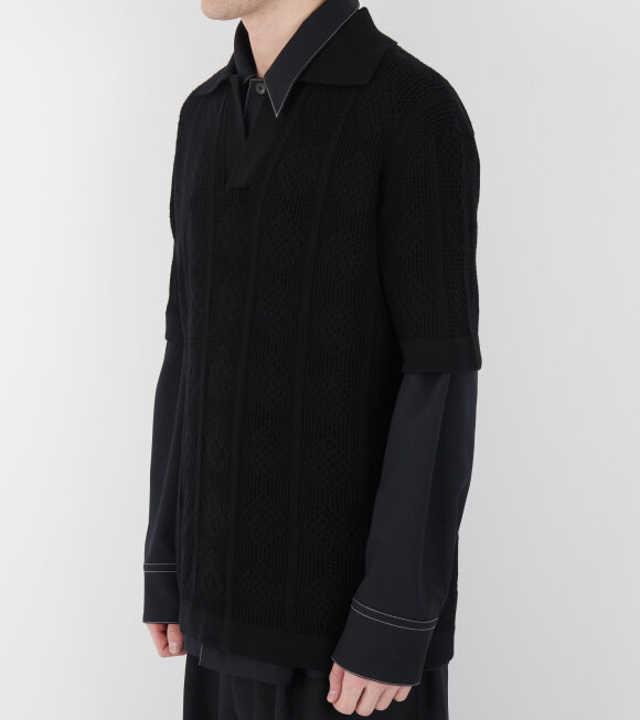 Jil Sander - Knit Polo T-shirt Black