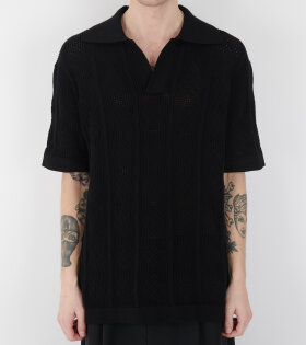 Knit Polo T-shirt Black