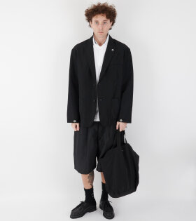 Wool Linen Blazer Black