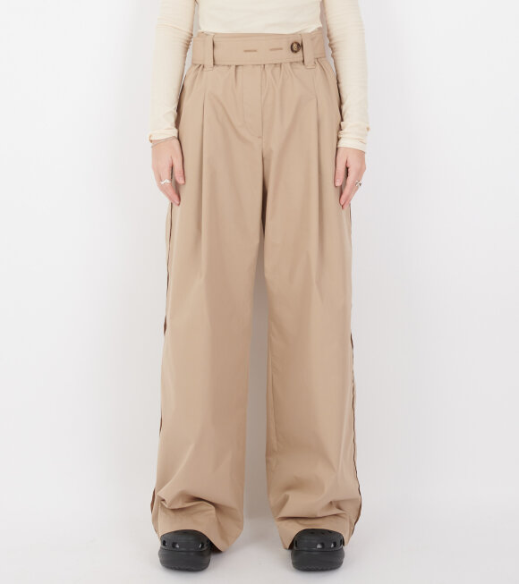 Moncler - High Waist Relaxed Trousers Beige