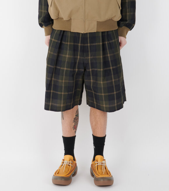 Comme des Garcons Homme - Checkered Shorts Navy/Olive Green