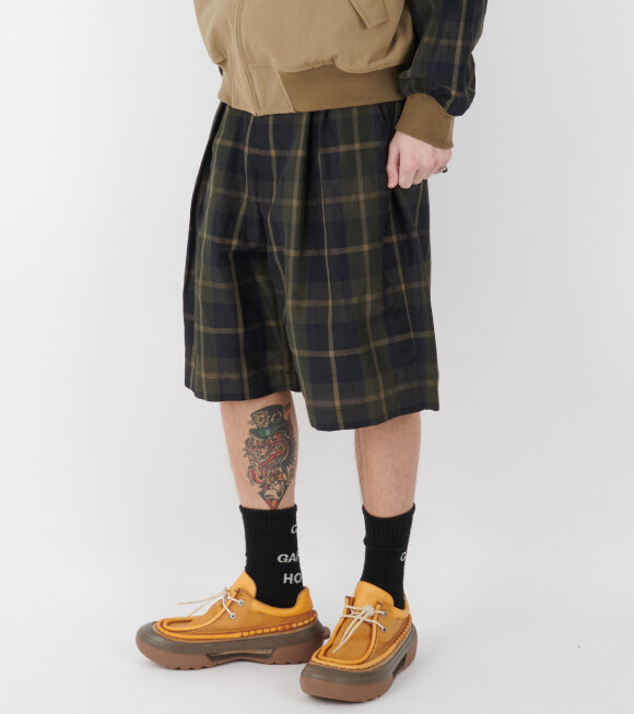 Comme des Garcons Homme - Checkered Shorts Navy/Olive Green