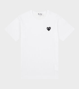 U Rhinestone Black Heart T-shirt White