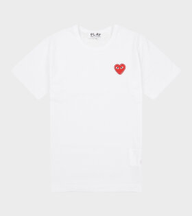 U Rhinestone Red Heart T-shirt White