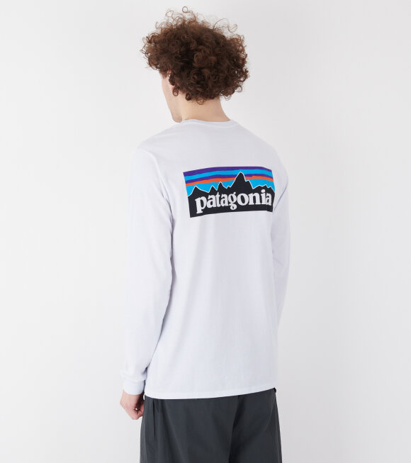 Patagonia - M's L/S P-6 Logo Responsibili-Tee White