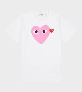 U Big Pink Heart T-shirt White