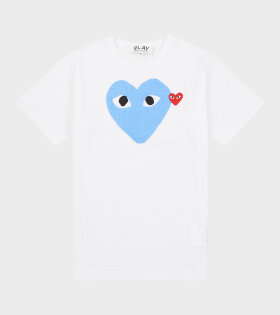 U Big Blue Heart T-shirt White