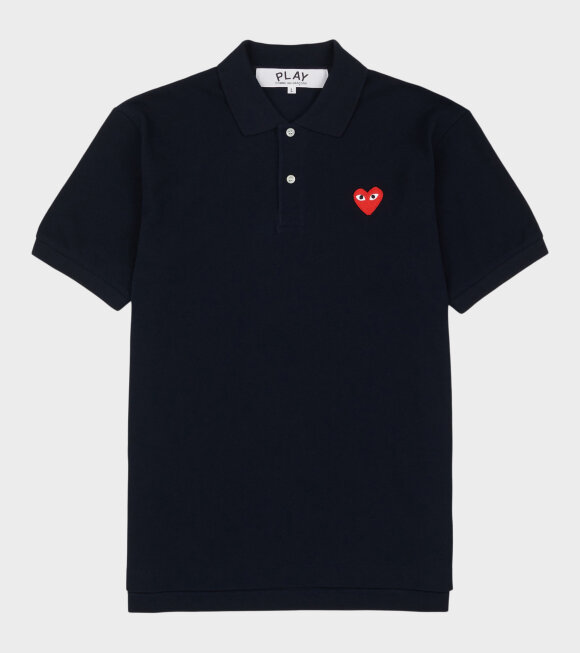 Comme des Garcons PLAY - U Red Heart S/S Polo Navy