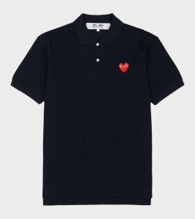 U Red Heart Polo T-Shirt Blue