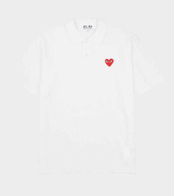 Comme des Garcons PLAY - U Red Heart S/S Polo White