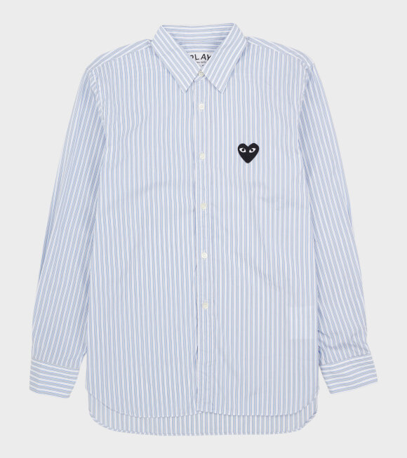 Comme des Garcons PLAY - U Black Heart Striped Shirt Blue/White