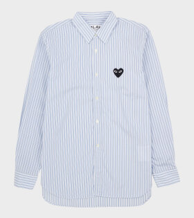 U Black Heart Striped Shirt Blue/White