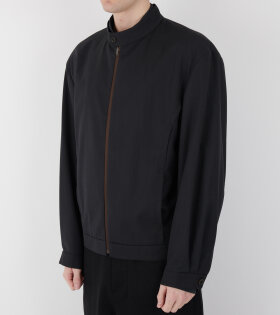 Wool Stripe Zip-up Jumper Black