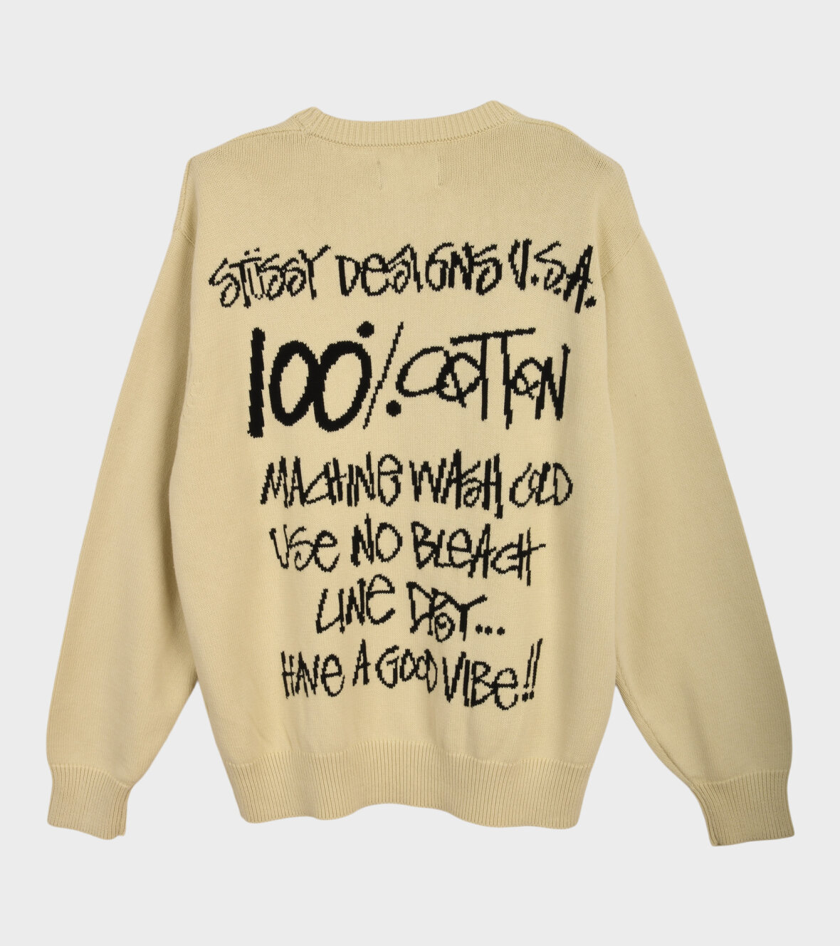 M Stussy Care Label Sweater ナチュラル 白 - ニット/セーター