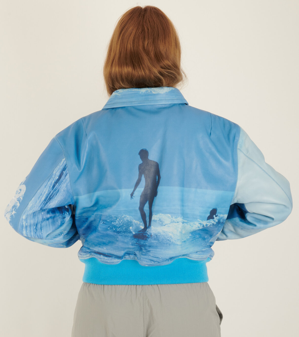ERL Blue Surf Graphic Print Bomber Jacket
