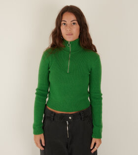 Cropped Half Zip Knit Green