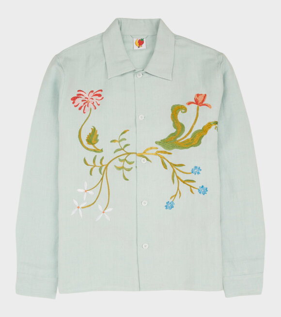 Sky High Farm - Garden Embroidered Shirt Light Blue