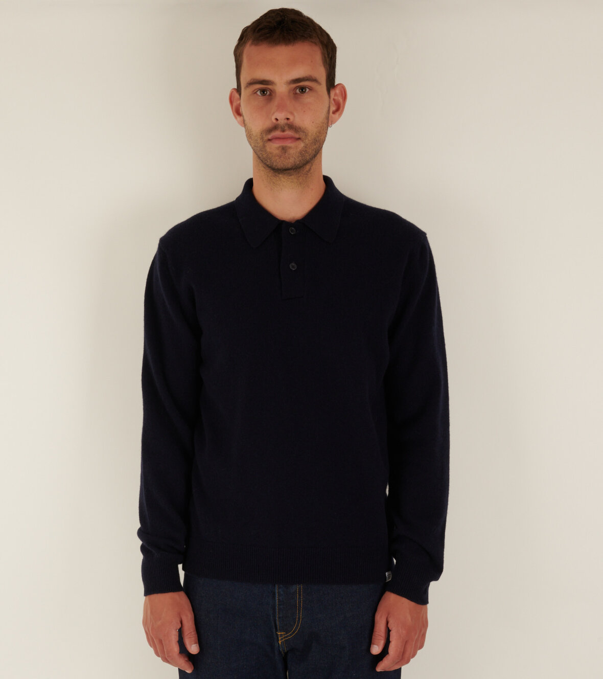 dr. Adams - Norse Projects Marco Merino Lambswool Polo Dark Navy