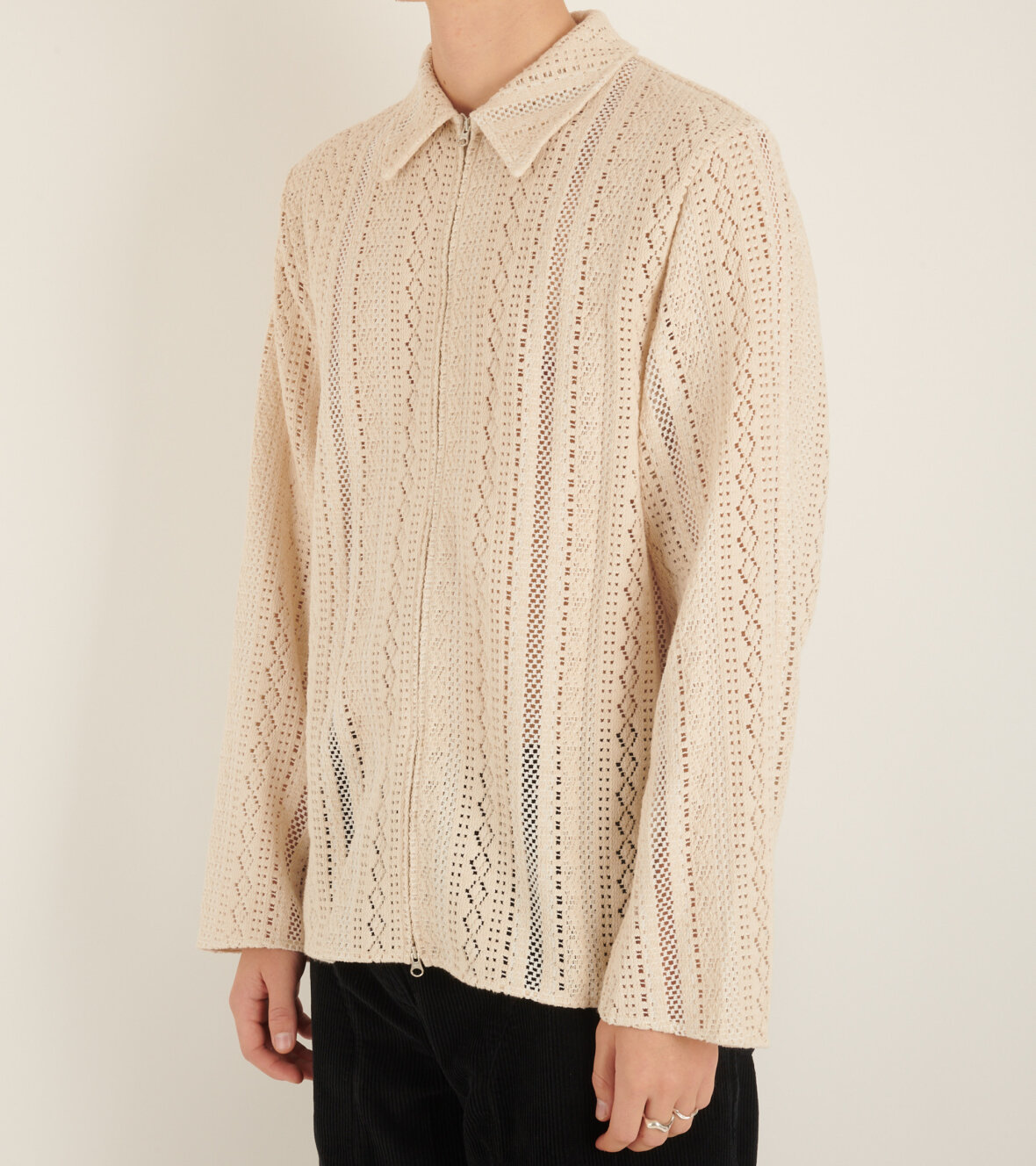 dr. Adams - Amomento Crochet Zip-up Shirt Ecru