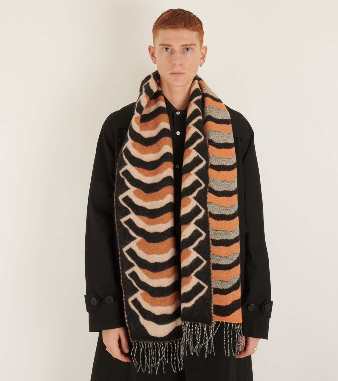 dr. Adams - Henrik Vibskov Ripple Wool Scarf Black Flame Ripple